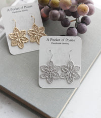 A Pocket of Posies - Rustic Lace Flower Filigree Earrings