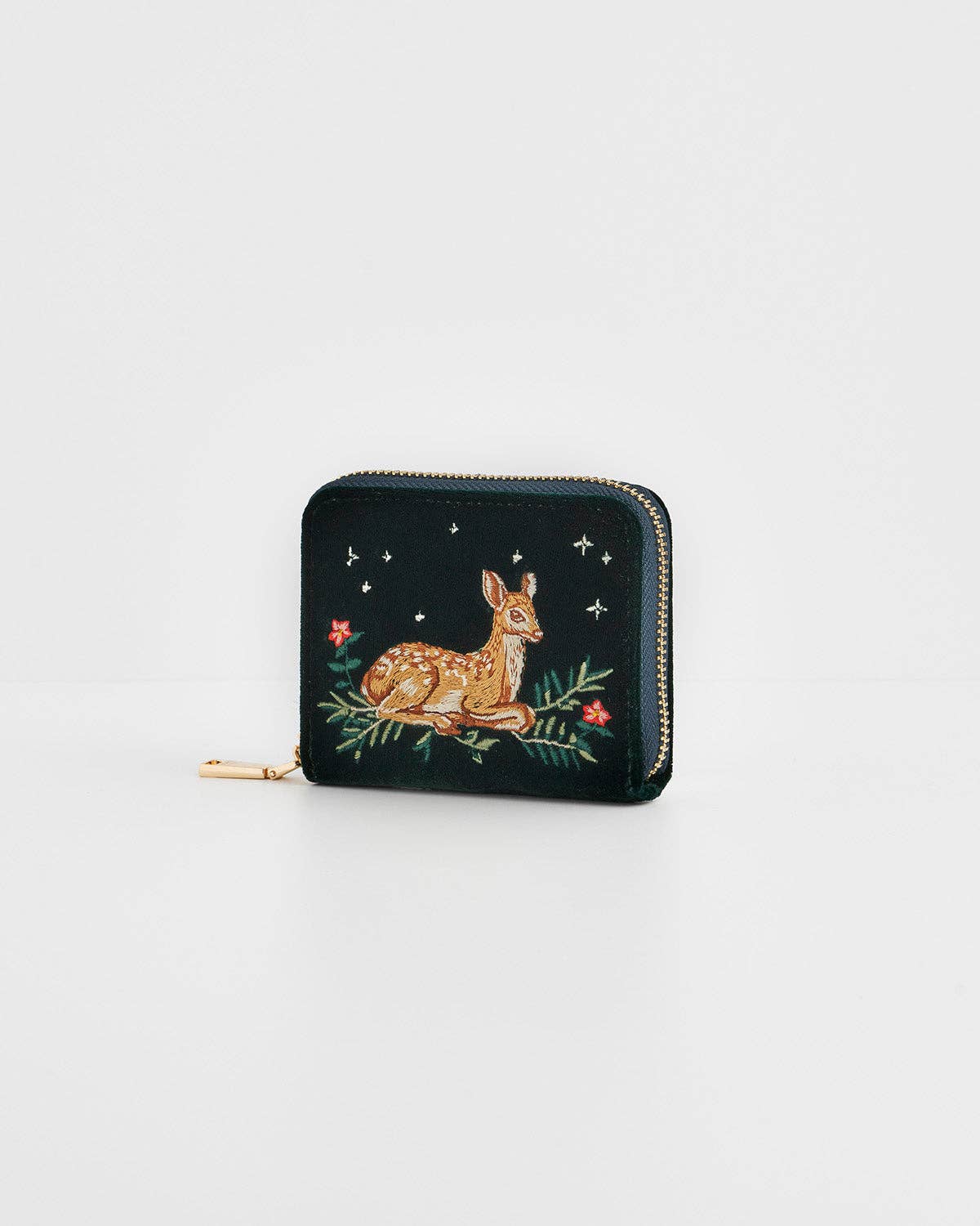 Fable England - Fawn Embroidered Green Small Purse