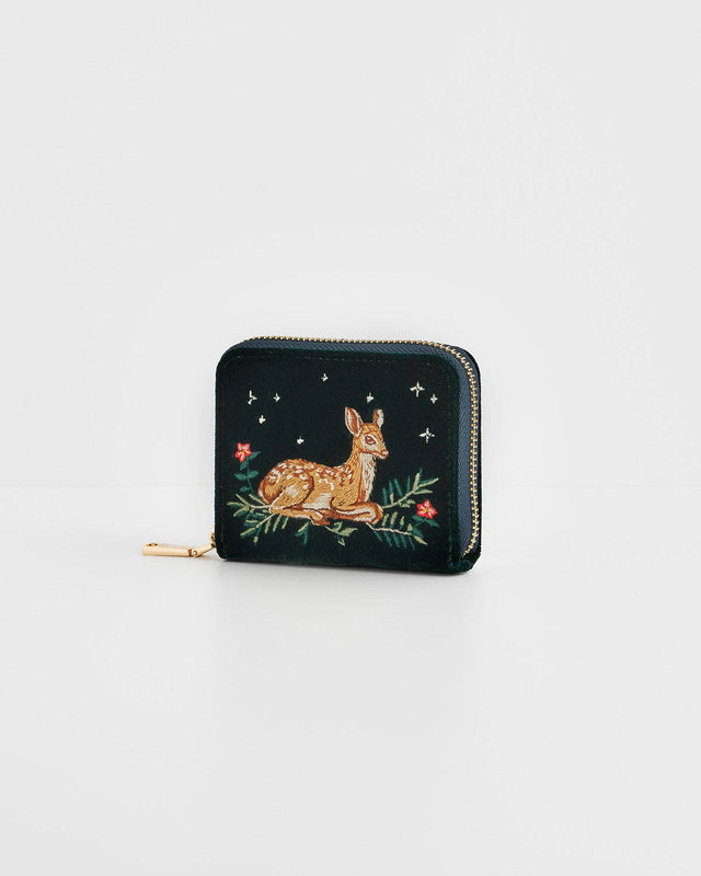 Fable England - Fawn Embroidered Green Small Purse