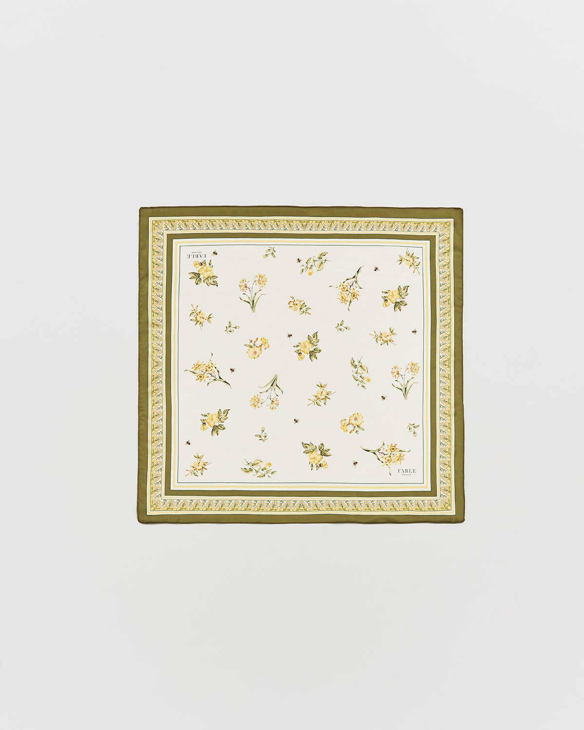 Fable England - Nouveau Floral Yellow Square Scarf