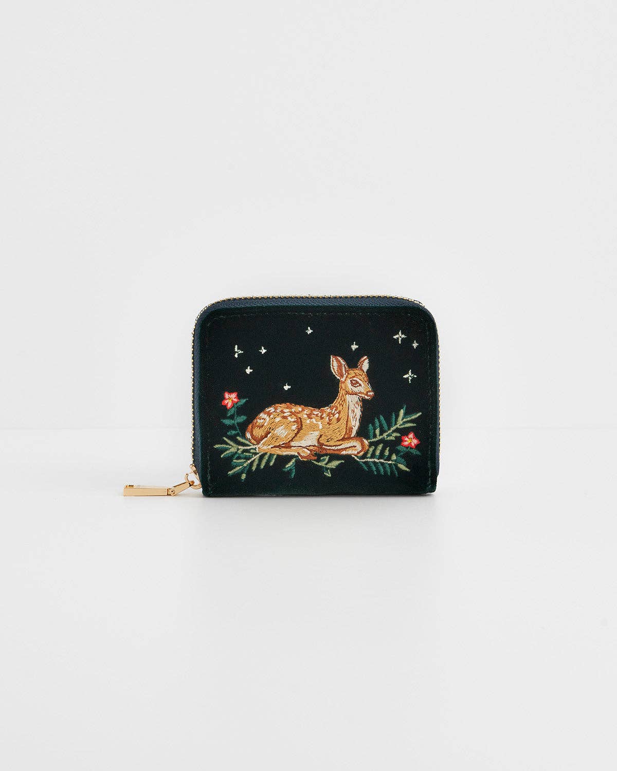 Fable England - Fawn Embroidered Green Small Purse