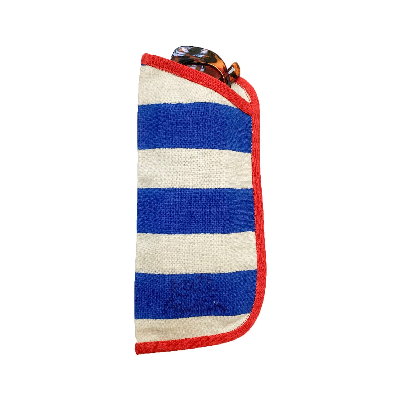 Sunglass Cover in Blue Wide Stripe with Red