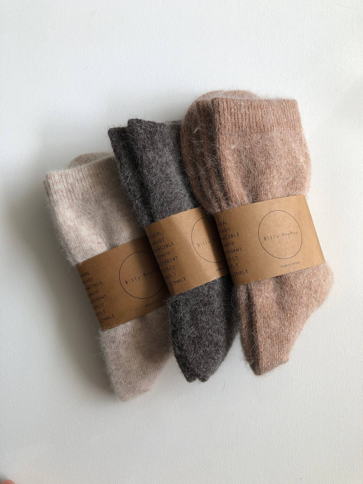 Billy Bamboo - FLUFFY ANGORA SOCKS - NEUTRAL