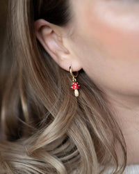 Fable England UK - Enamel Mushroom Huggie Earrings