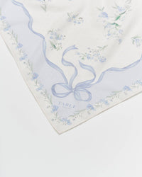 Fable England - Bow & Floral Blue Square Scarf