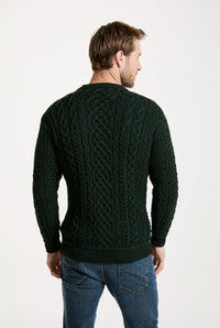 Aran Woollen Mills - Inishturk Mens Aran Sweater -  Emerald Green