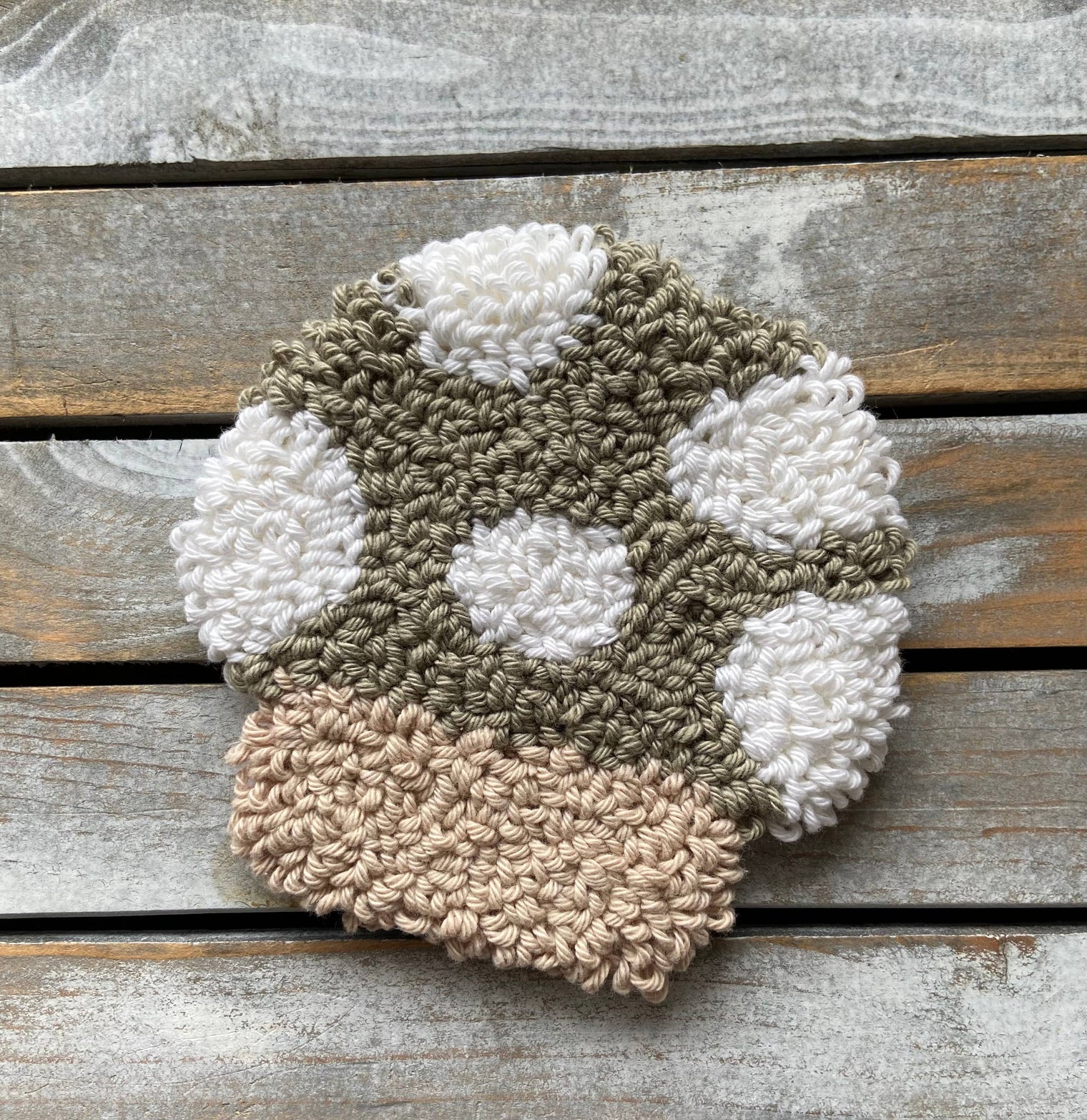 Mushroom Hooked Coaster - Sage