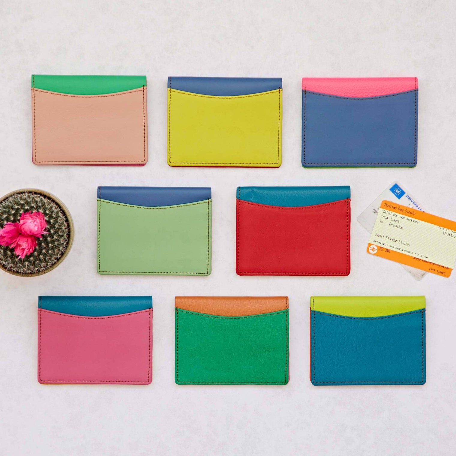 Multicoloured Handmade Recycled Leather Card Holder
