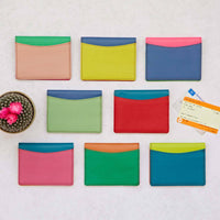 Multicoloured Handmade Recycled Leather Card Holder