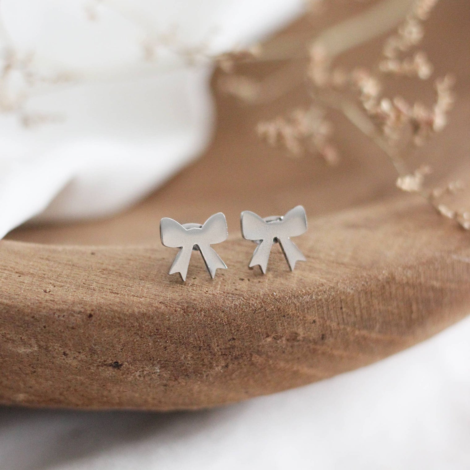 Birch Jewellery - Mini Bow Earrings - SIlver