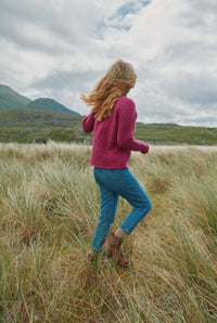 Aran Woollen Mills - Brackloon Tweed Roll Neck Ladies Sweater - Pink