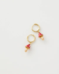Fable England UK - Enamel Mushroom Huggie Earrings