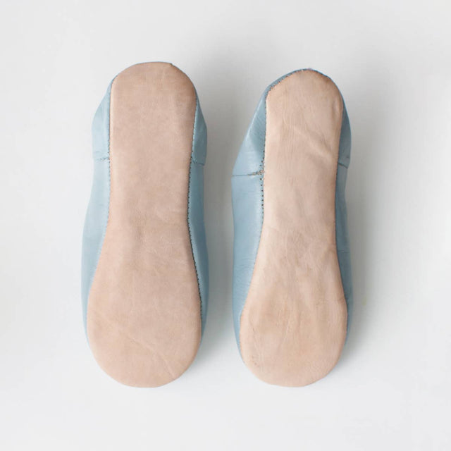 Moroccan Babouche Handcrafted Leather Slippers - Pearl Gray