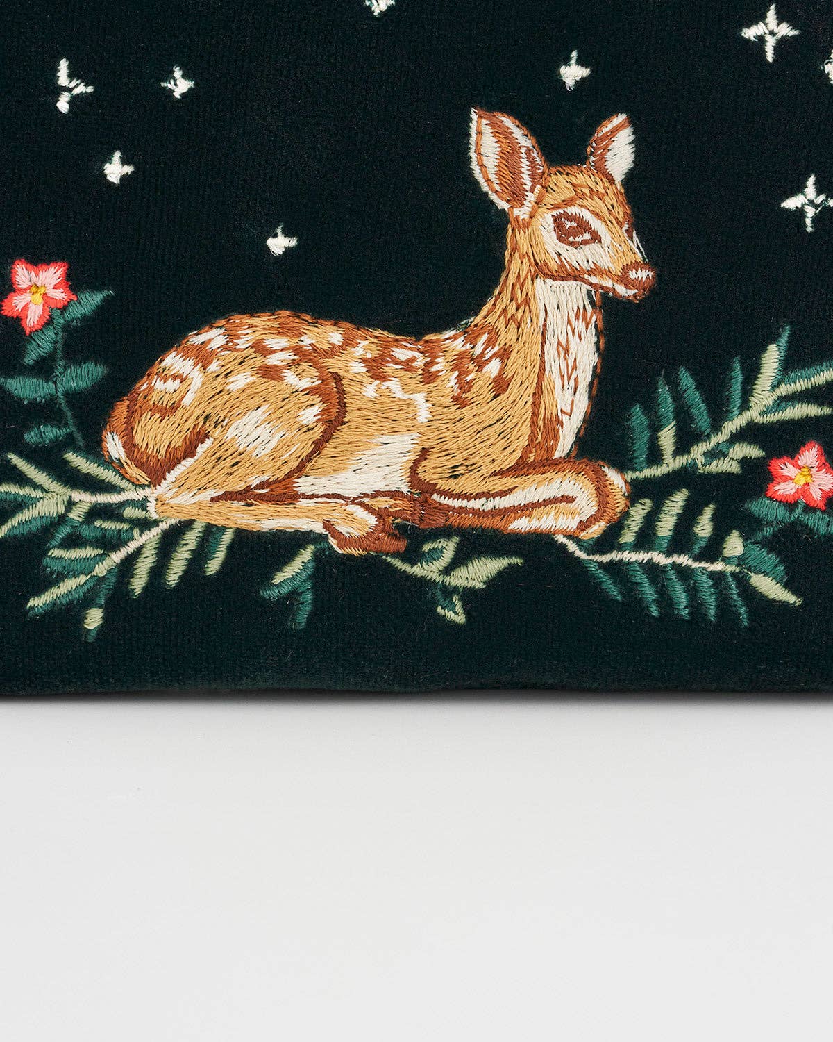Fable England - Fawn Embroidered Green Small Purse