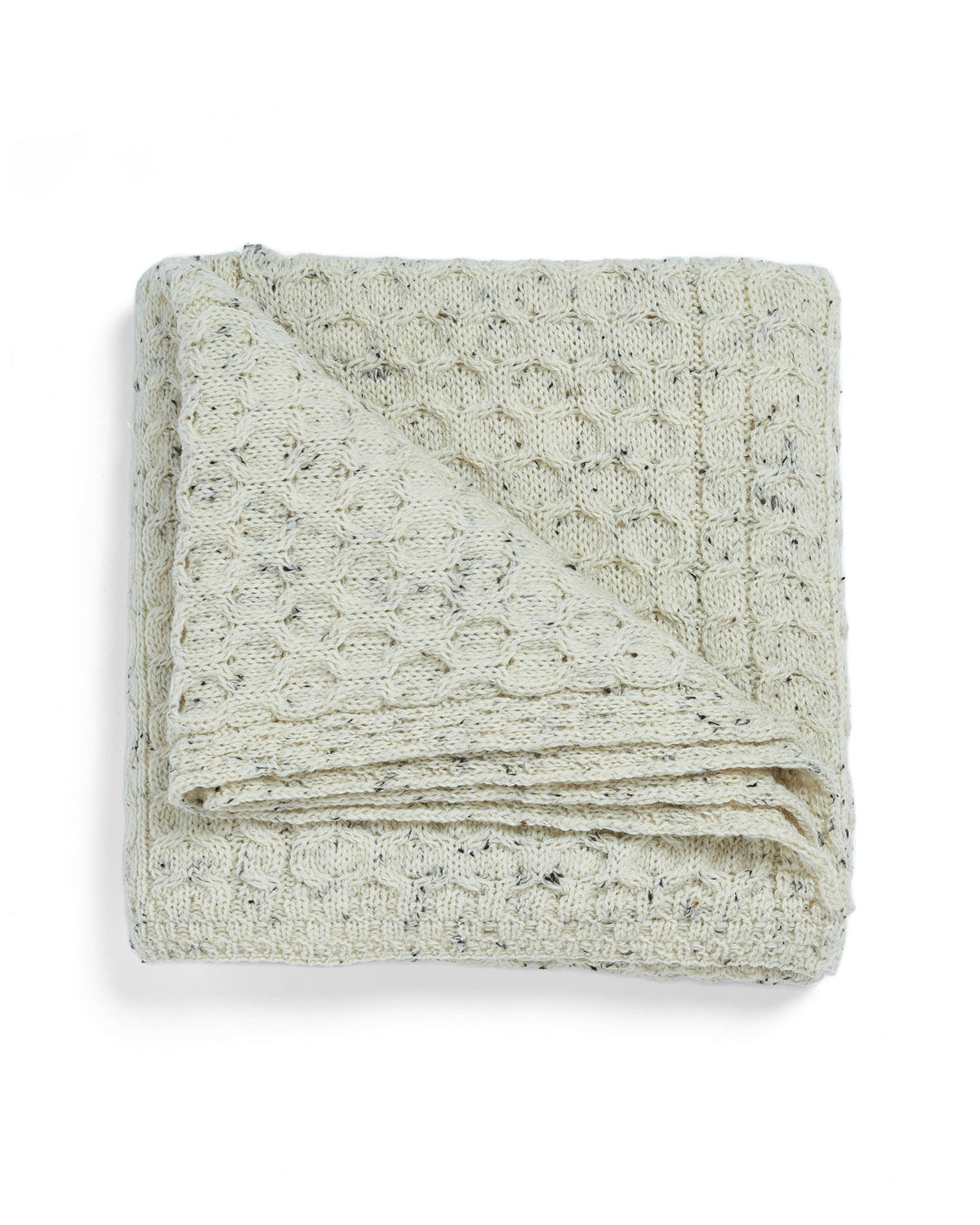 Aran Woollen Mills - Bertra Aran Classic Wool Blanket -  Flecked Cream