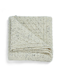 Aran Woollen Mills - Bertra Aran Classic Wool Blanket -  Flecked Cream