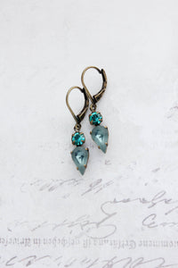 A Pocket of Posies - Tiny Vintage Glass Drop Earrings | Peacock Blue