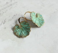 A Pocket of Posies - Lily Pad Earrings - Verdigris Patina
