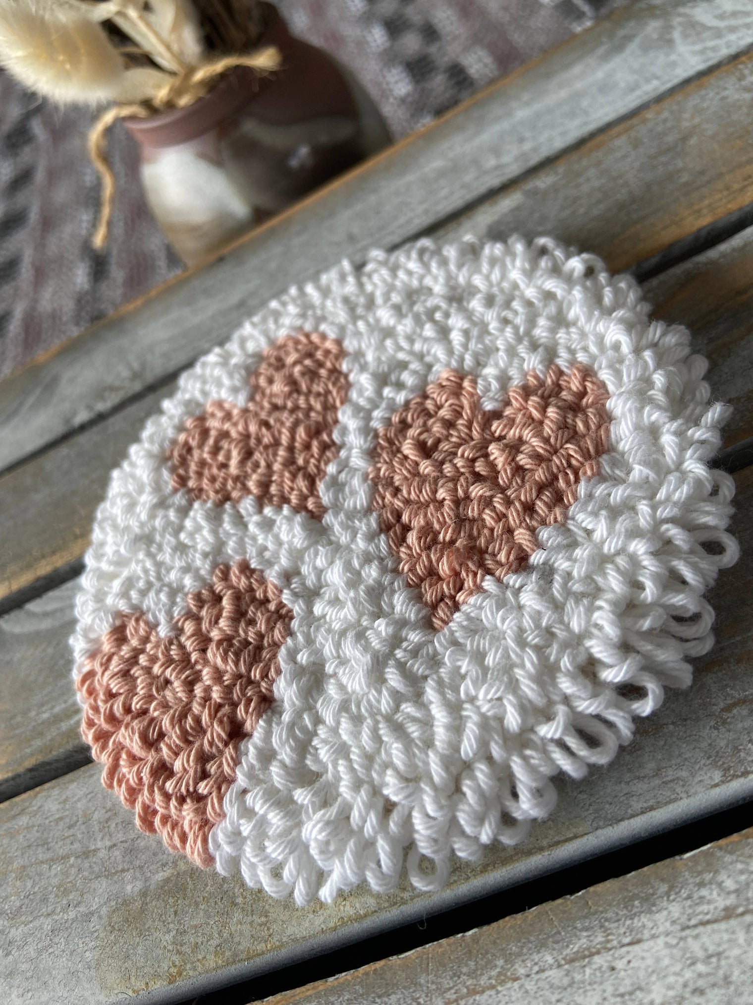 Three Hearts Hooked Coaster