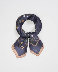 Fable England - Navy Running Bunny Toile Square Scarf