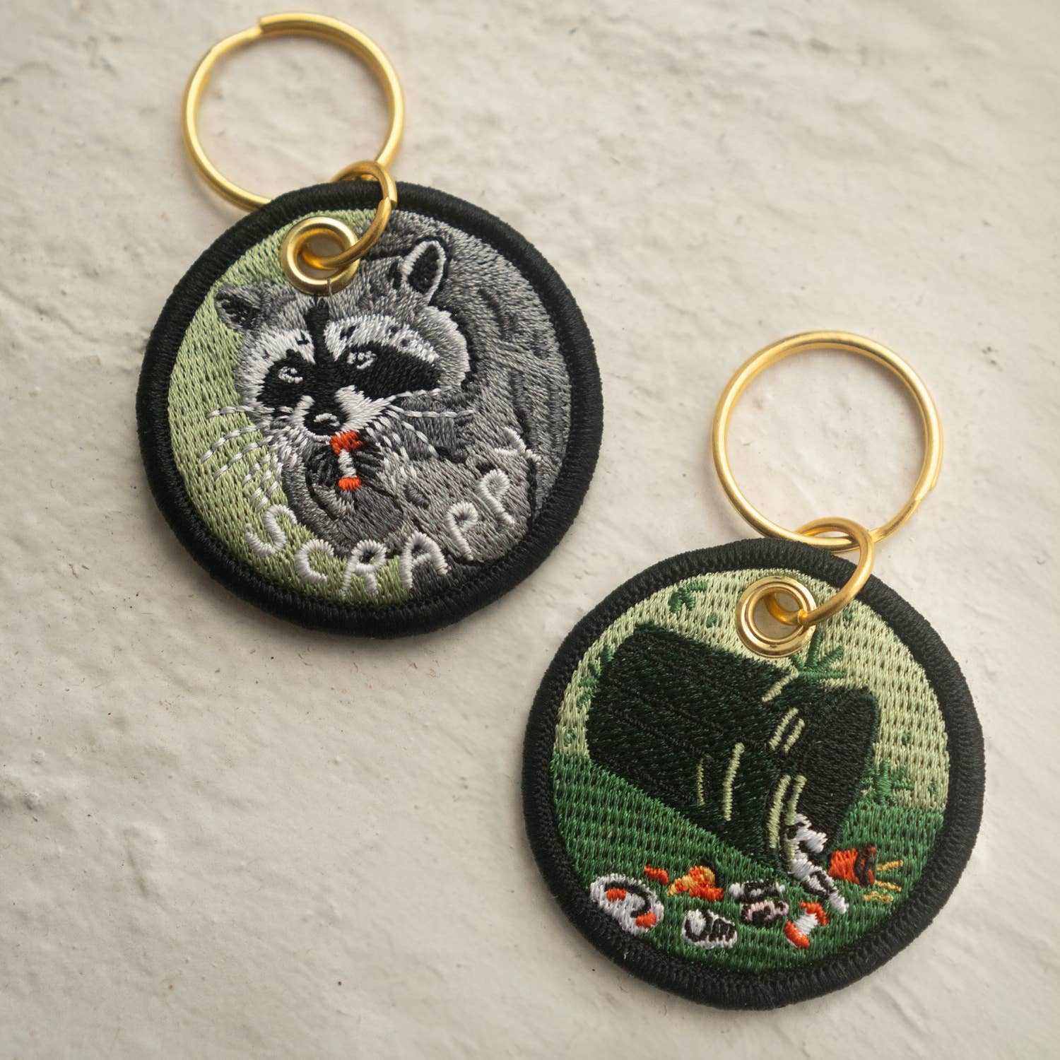 Stay Home Club - Scrappy Raccoon - Embroidered Keychain