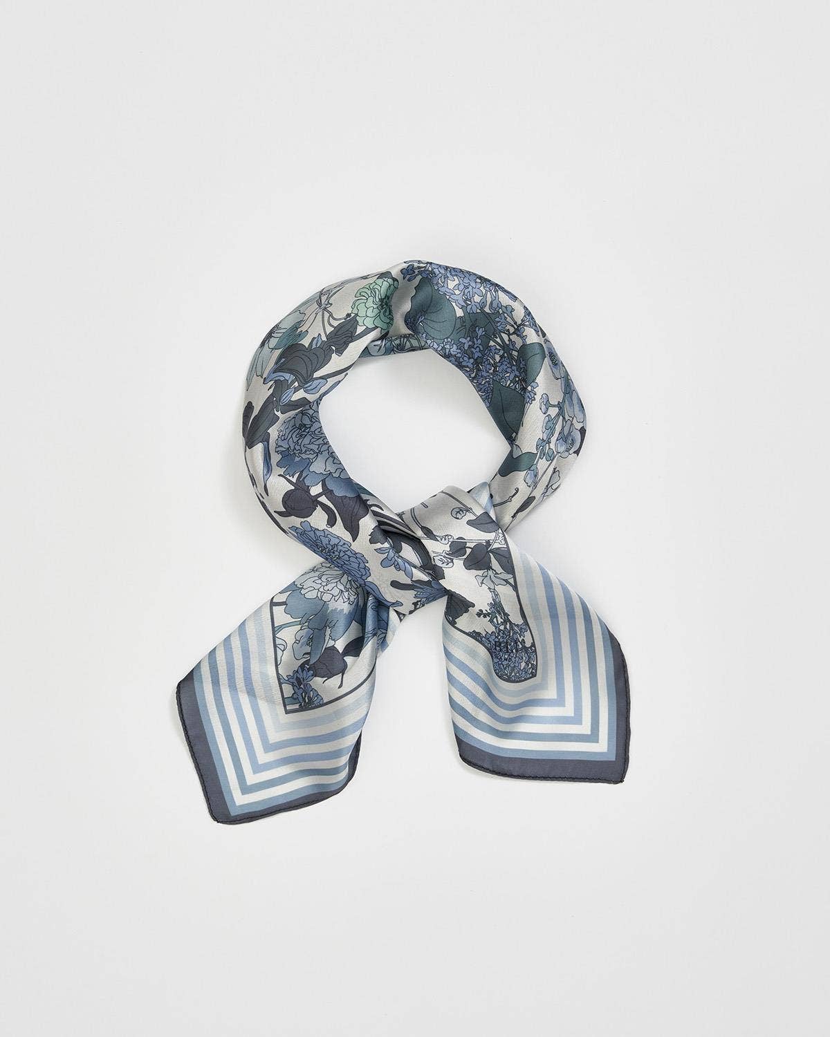 Fable England - Deco Blooms Blue Square Scarf