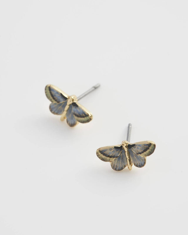 Deco Butterfly Blue Stud Earrings