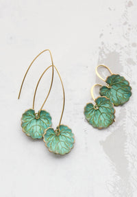 A Pocket of Posies - Lily Pad Earrings - Verdigris Patina