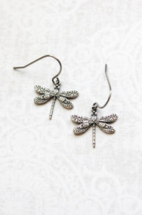 A Pocket of Posies - Tiny Silver Dragonfly Earrings