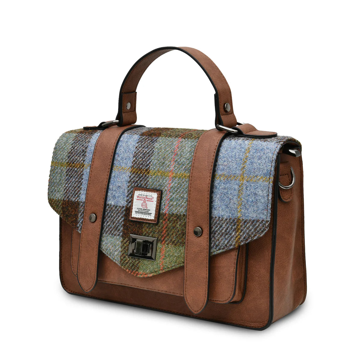 Islander - The Large Satchel - Chestnut and Blue Tartan