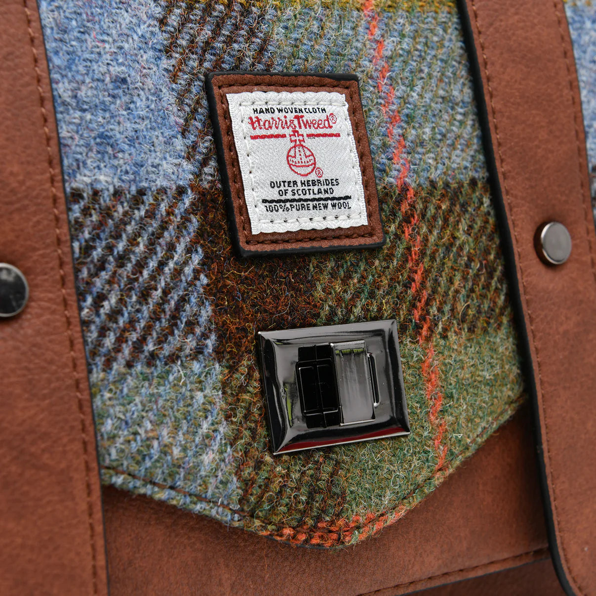 Islander - The Large Satchel - Chestnut and Blue Tartan