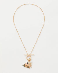 Fable England - Enamel Moth & Leaf Charm Necklace