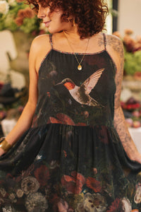 Market of Stars (Worldwide) - Flight of Fancy Bohéme Long Maxi Slip Dress w/Hummingbirds