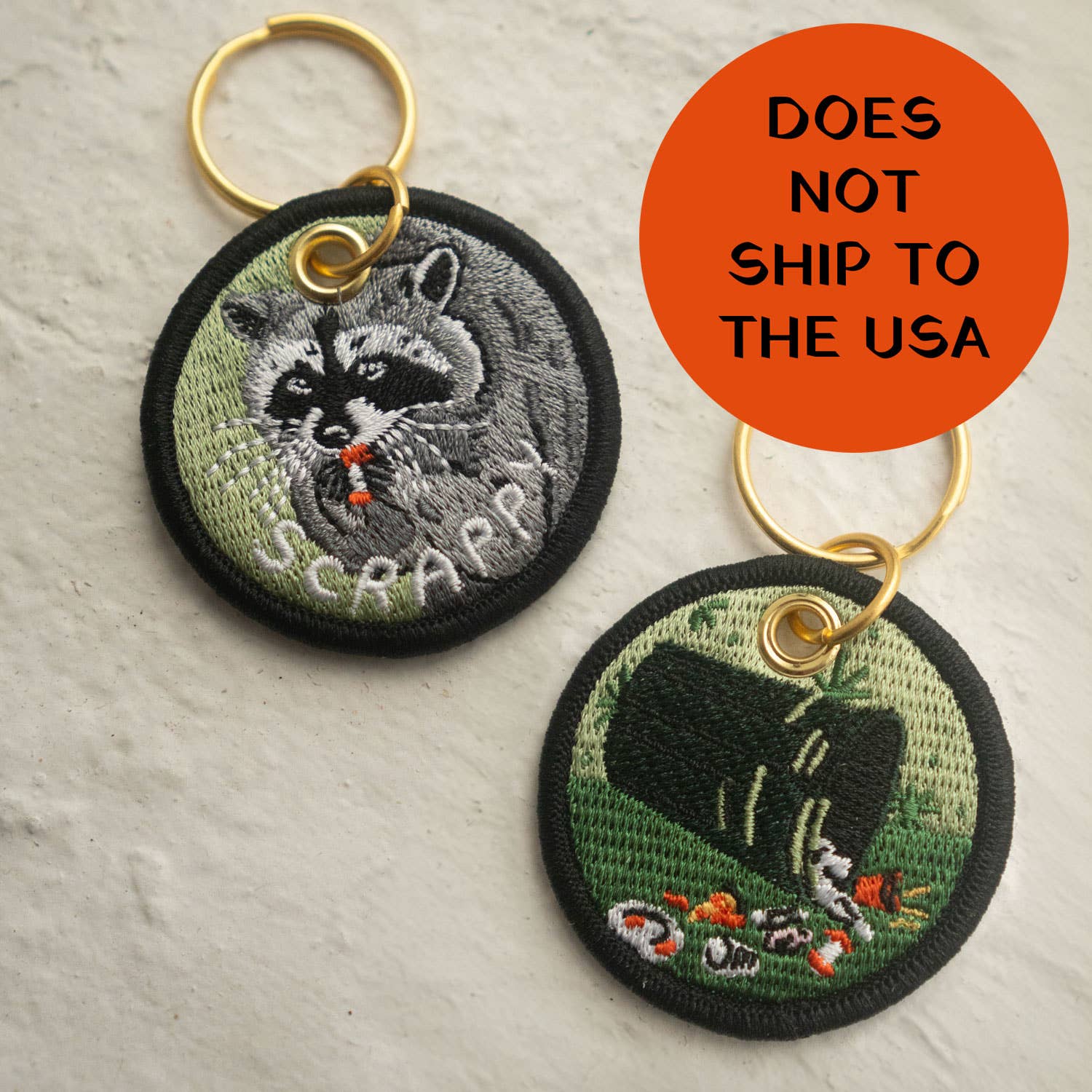 Stay Home Club - Scrappy Raccoon - Embroidered Keychain