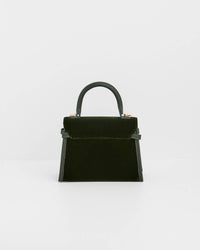 Fable England UK - Eliza Wren Embroidered Top Handle Bag in Green Velvet