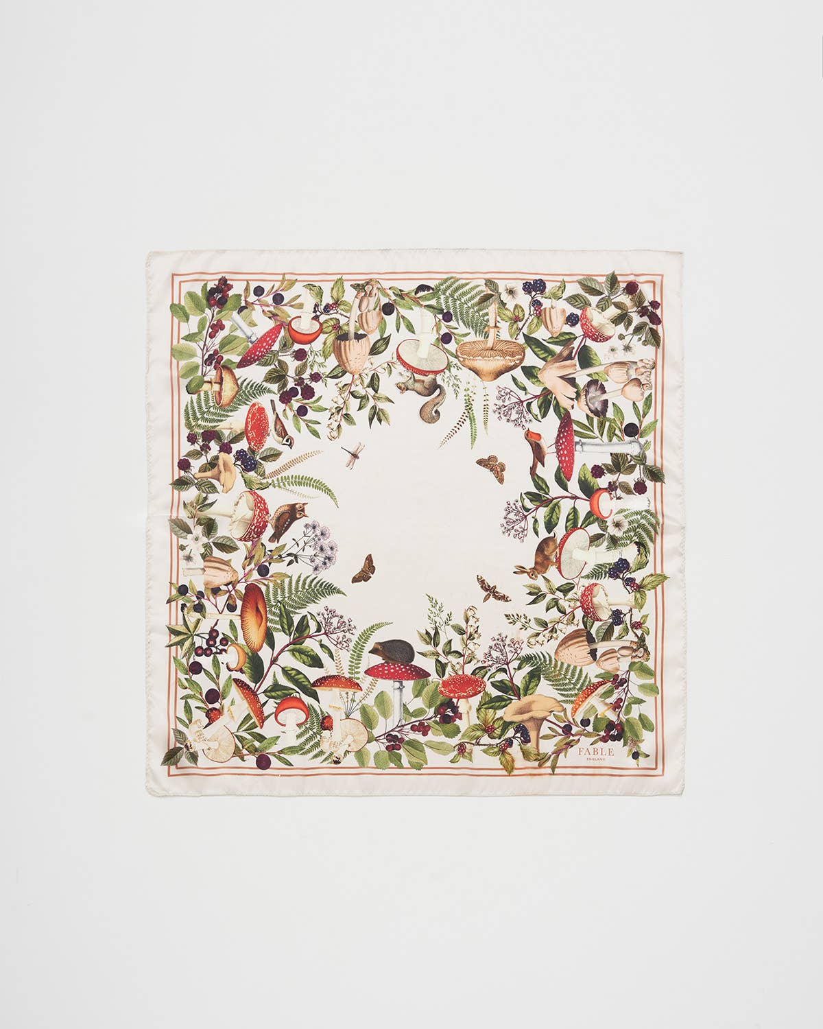 Fable England UK - Orla Mushroom Small Square Scarf in Ivory