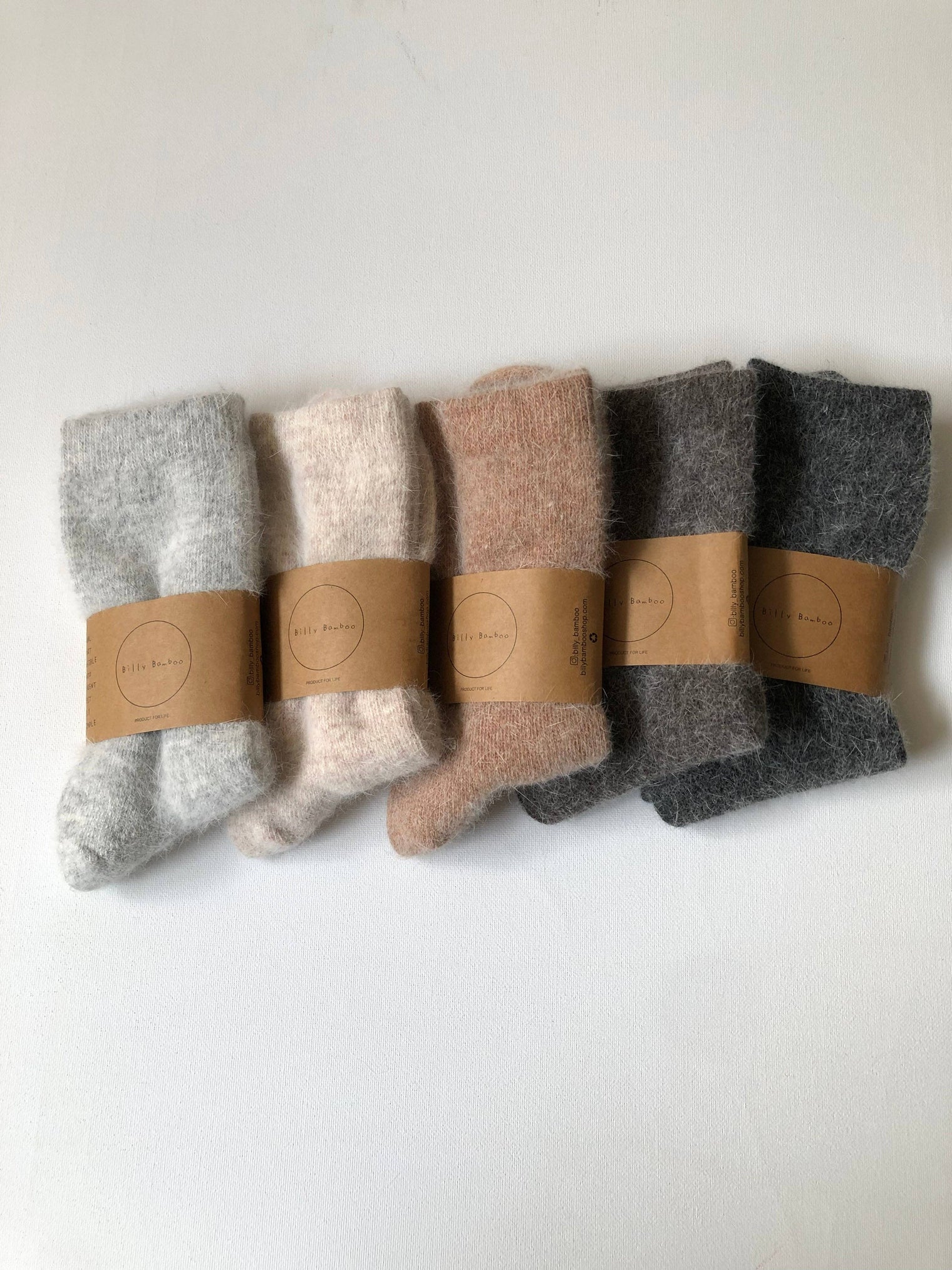 Billy Bamboo - FLUFFY ANGORA SOCKS - NEUTRAL