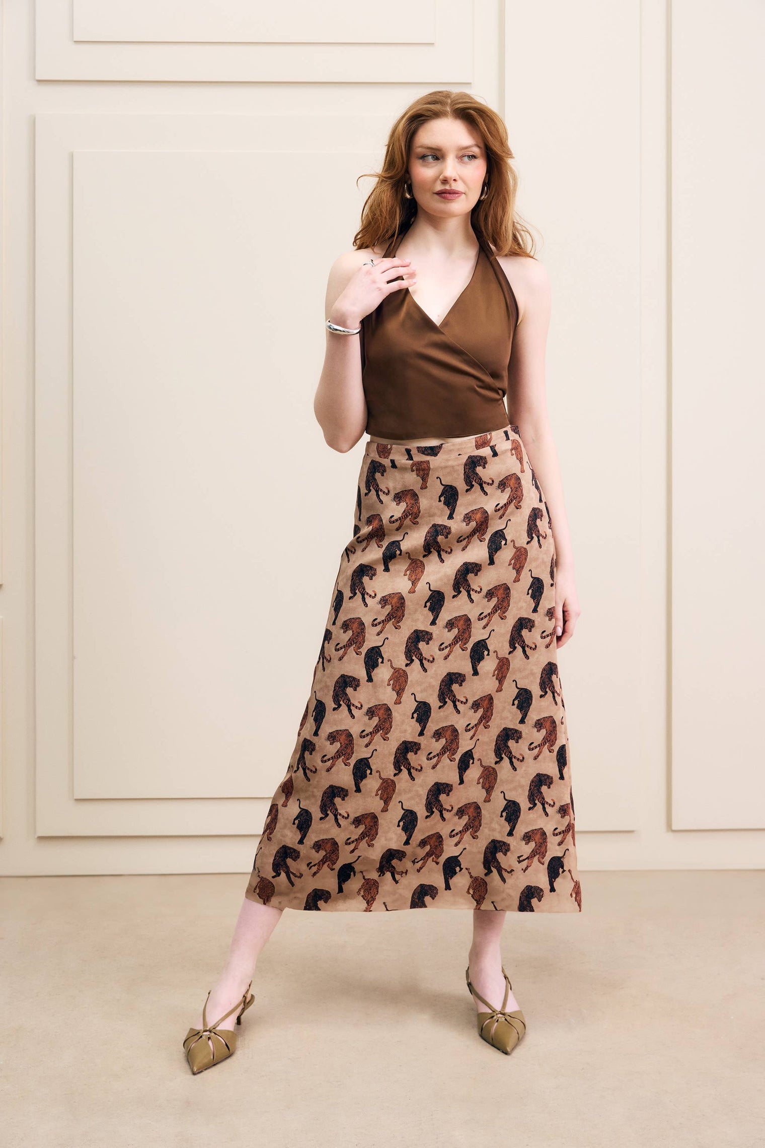 Hilary MacMillan - Tiger Print Midi Skirt