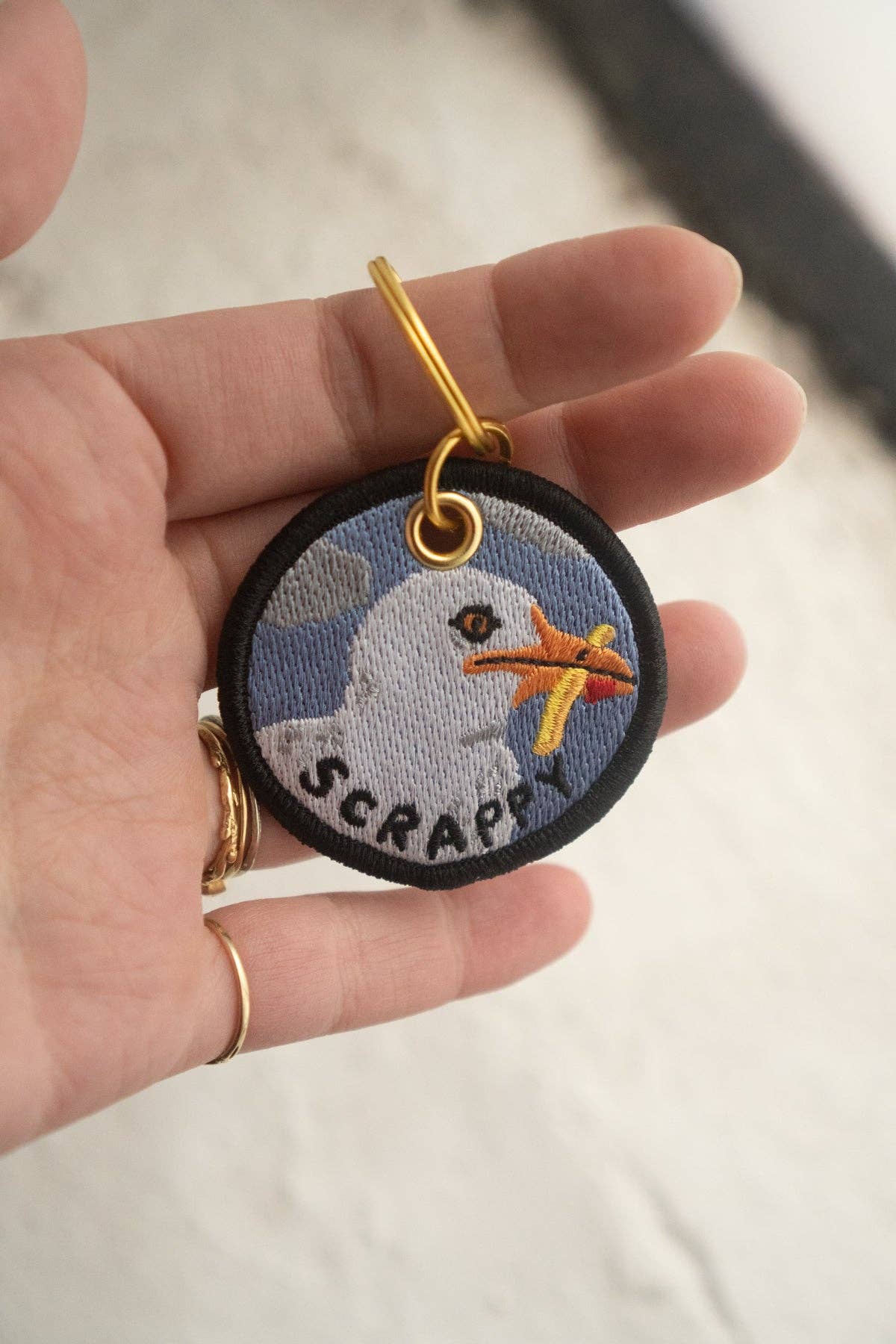 Stay Home Club - Scrappy Seagull - Embroidered Keychain