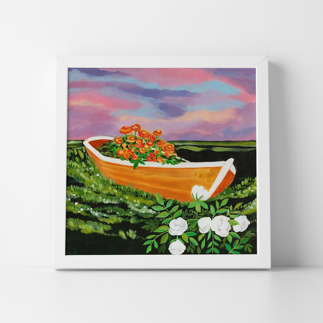 Dory Garden - Square Format Art Print - Nova Scotia Fishing Boat