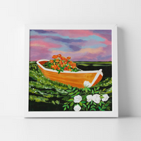 Dory Garden - Square Format Art Print - Nova Scotia Fishing Boat