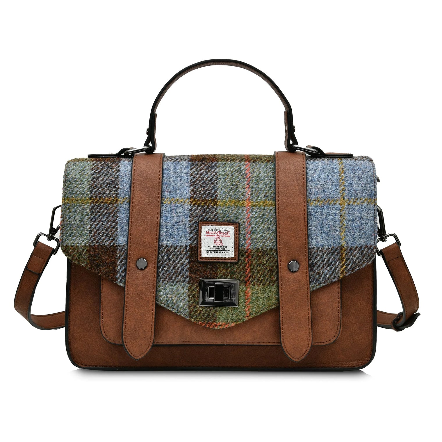 Islander - The Large Satchel - Chestnut and Blue Tartan