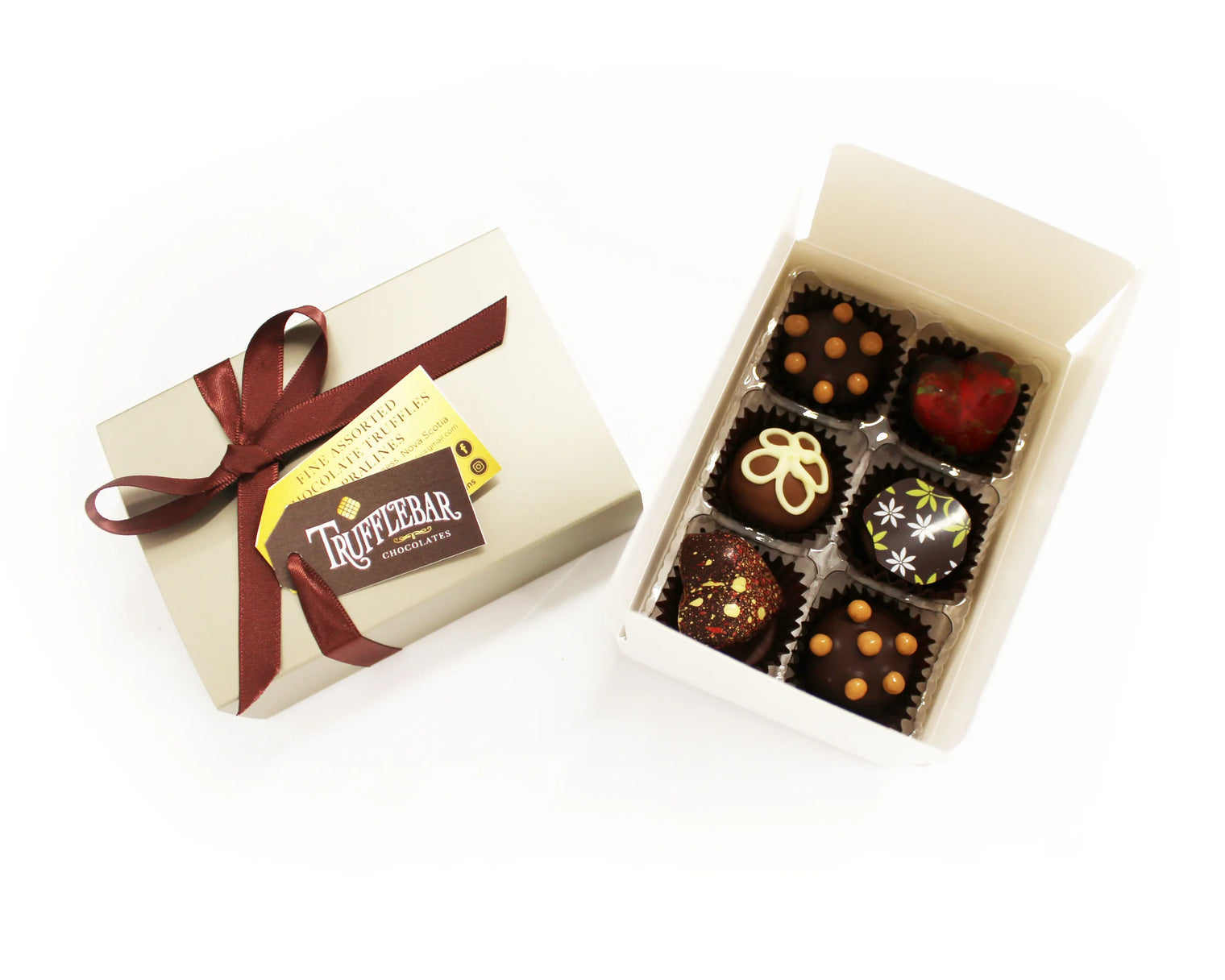 Truffle Bar Assorted Box of 6 Handcrafted Chocolates