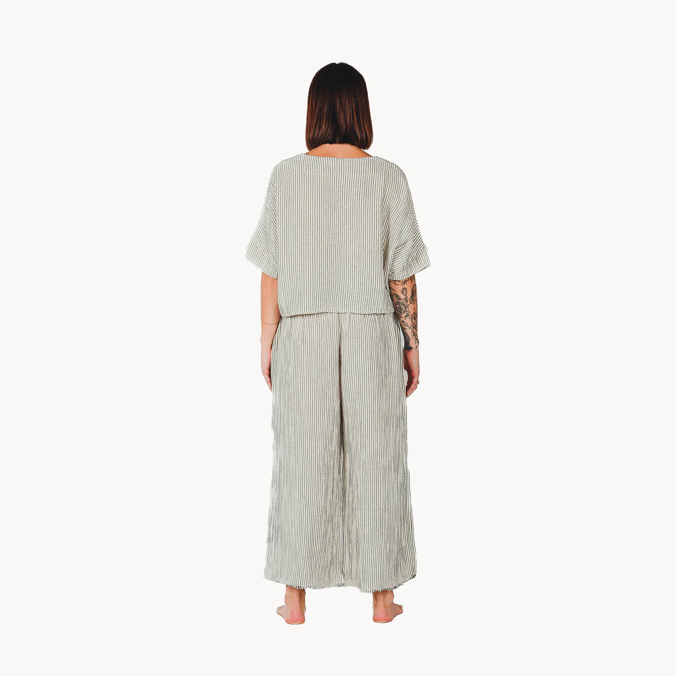 Striped Crinkle Palazzo Pants