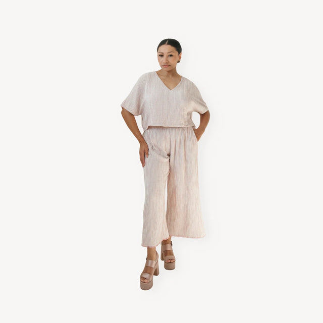 Striped Crinkle Palazzo Pants