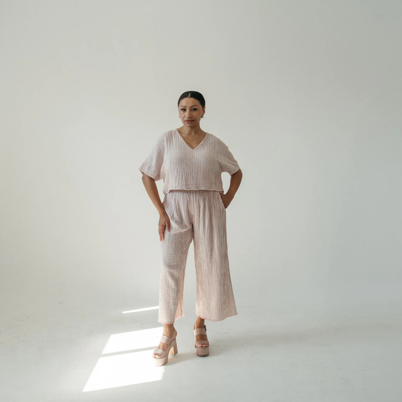 Striped Crinkle Palazzo Pants