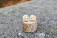 Yellow & Peach Floral Button Earrings