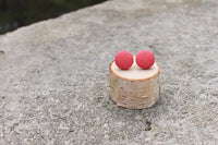 Coral Button Earrings