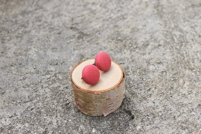 Coral Button Earrings