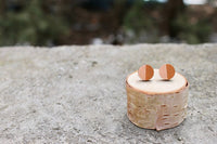 Peach Caramel Geometric Wood Earrings